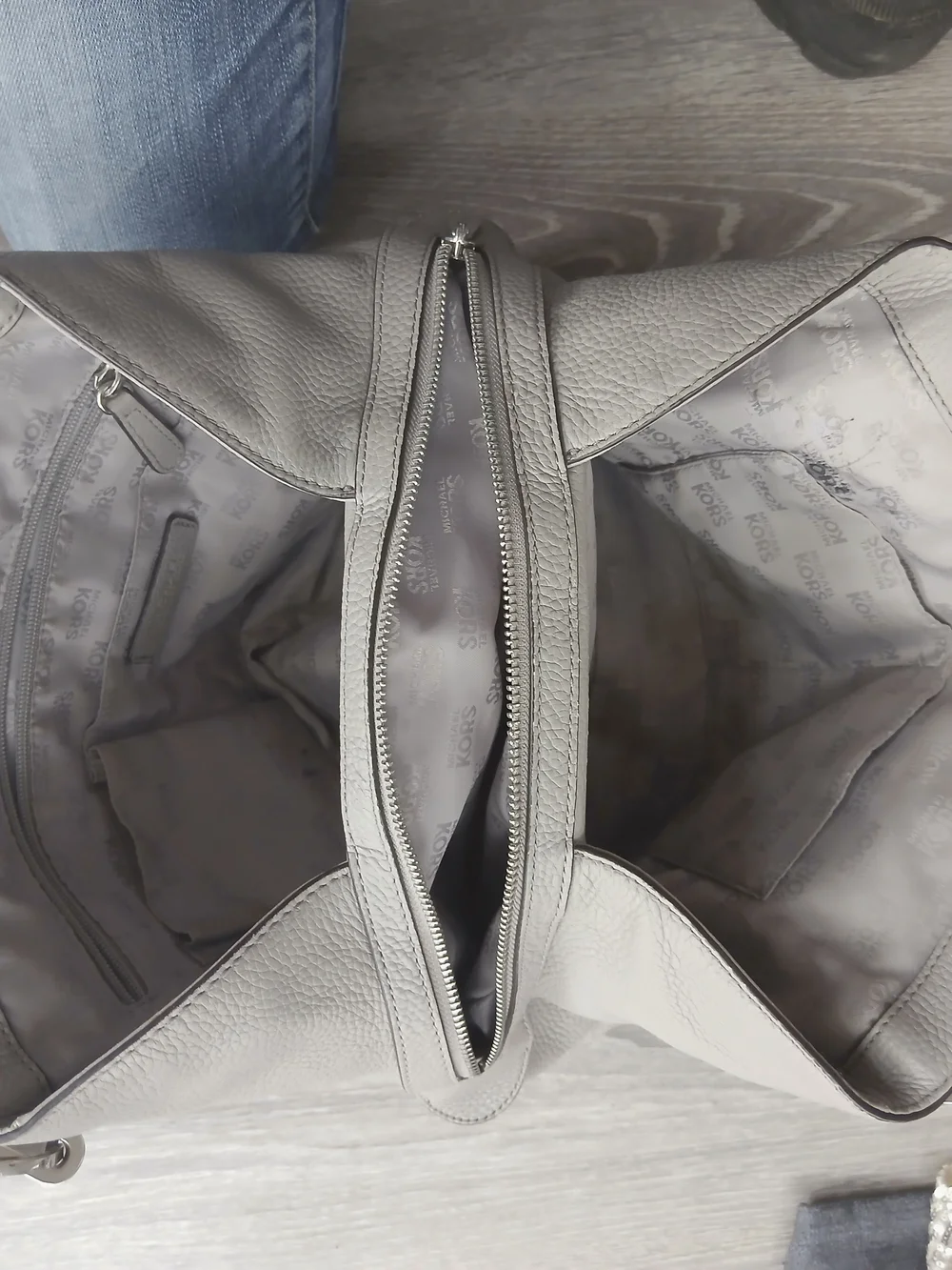 Michael Kors Gray Shoulder Bag with Floral Stud Detail